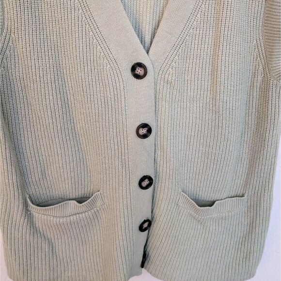 Anthropologie Daily Ritual Green Safe Knit Button Down Sweater Vest Size M - Picture 3 of 6